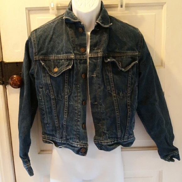 Vintage Roebuck jean jacket buffalo plaid lined - Picture 1 of 4